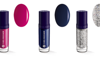 Yves Rocher Couleur Vegetale Nagellack Bleu Pensee, Bougainvillier & Argent Pailleté